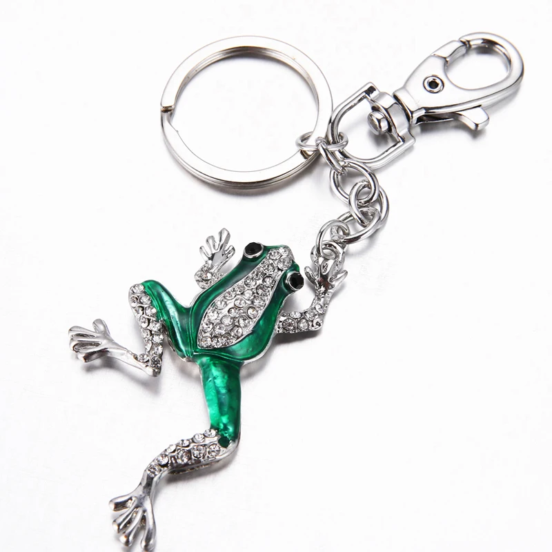 2019 Explosion style fashion painting oil rhinestone green frog bag key ring birthday party gift free shipping