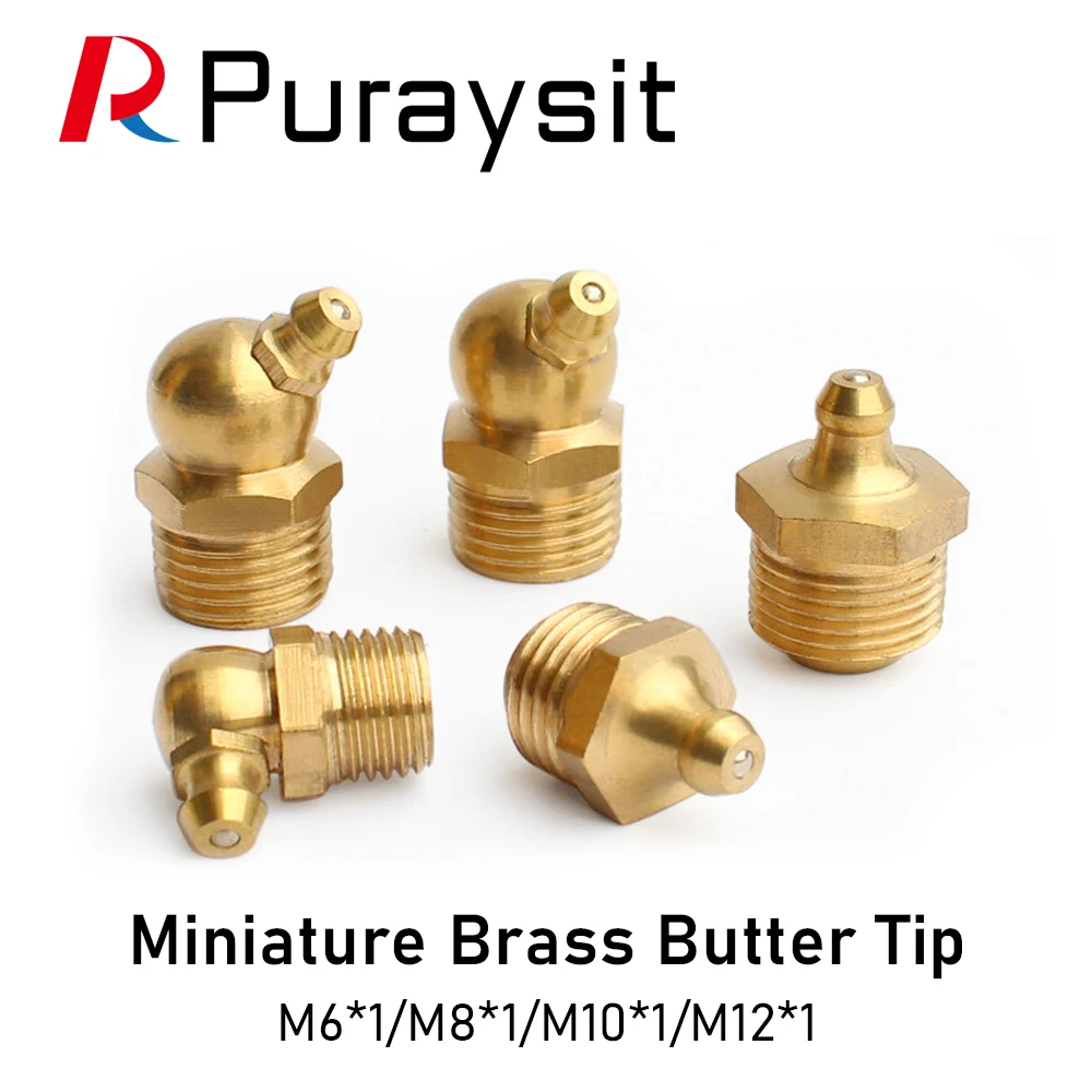 

Puraysit, 10 шт., медная насадка для смазки, миниатюрная насадка для смазки, линейная направляющая, скользящий блок, насадка с прямым изгибом M4x0,7 M5x0,8