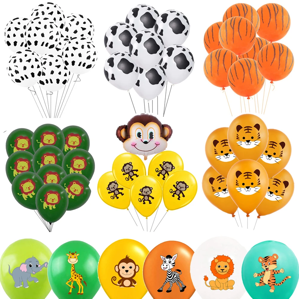 

5/10/15PCS 12inch Animal Latex Balloons Jungle Safari Party Supplies Birthday Party Decorations for Kids Baby Shower Air Ball