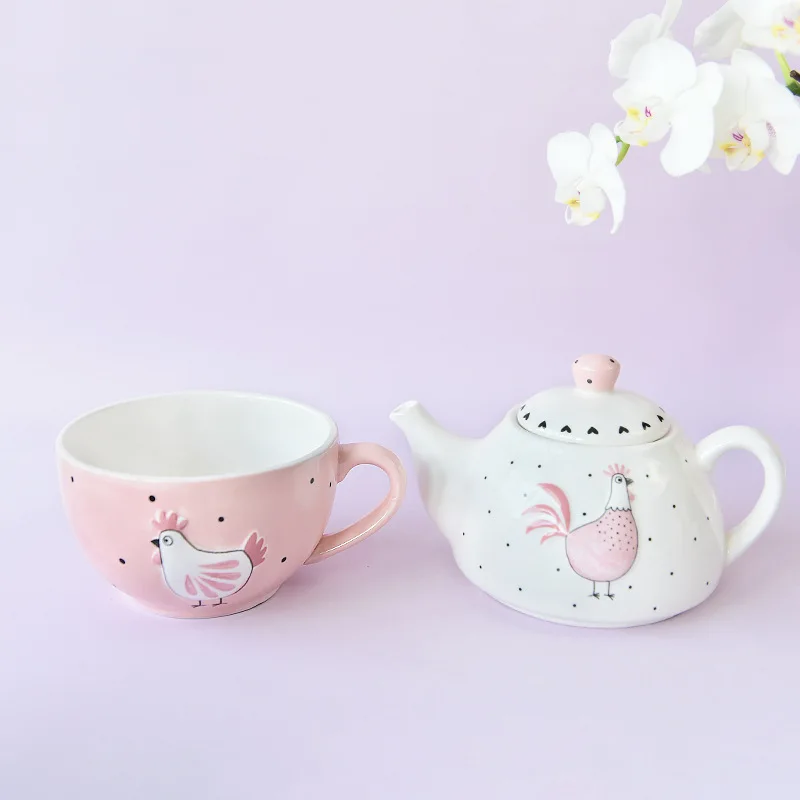 Creative ceramic tableware home Afternoon Tea Series cup pot set resurrection powder Golden Chicken teapot