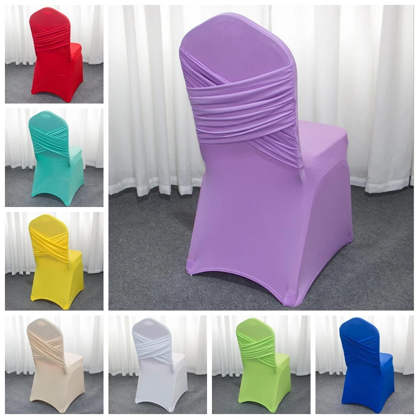 Universal Spandex Wedding Chair Covers, Two Cross Swag Back, Luxury Birthday Party Decoration, On Sale