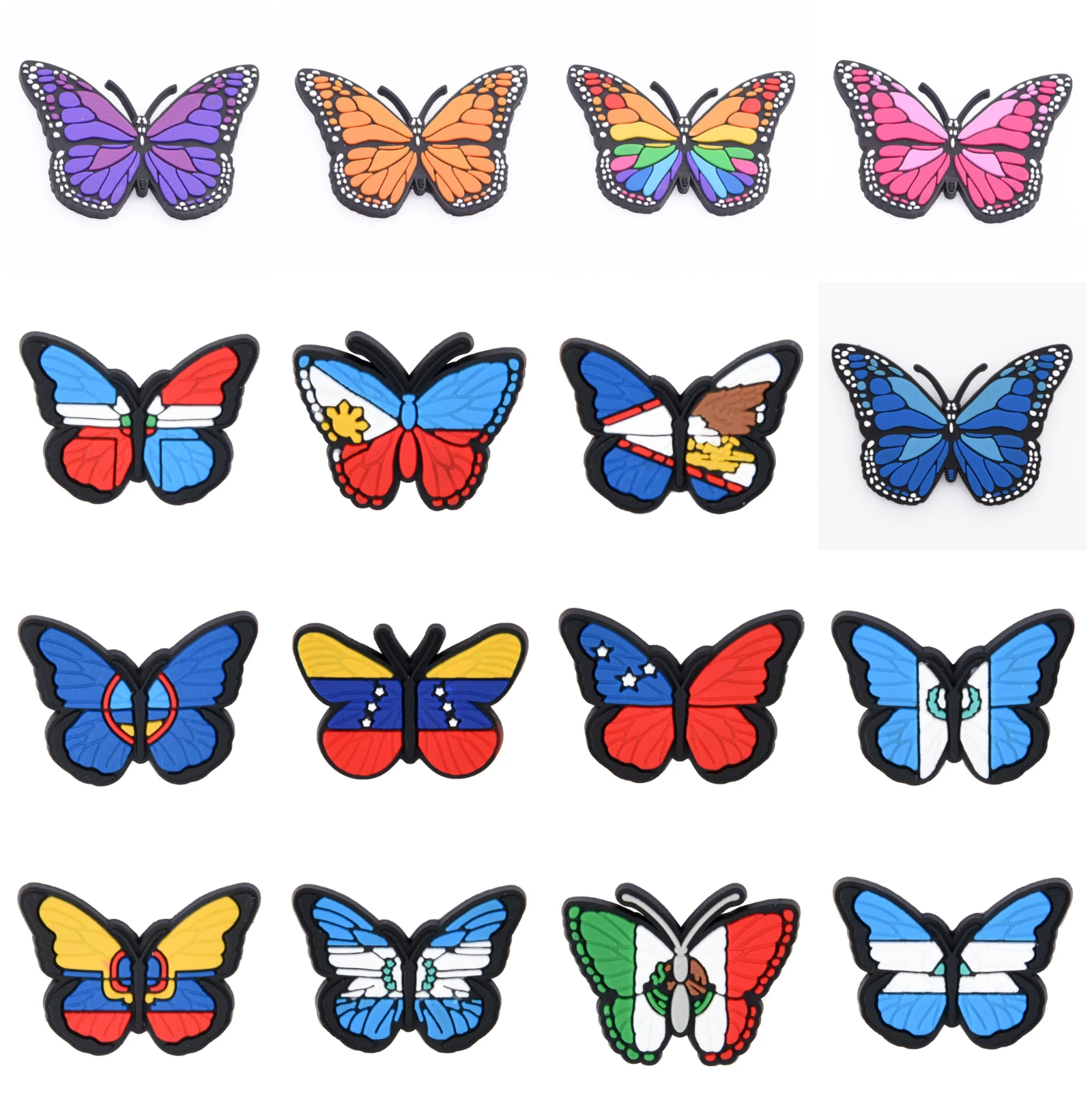 Dijes de mariposa para zapatos, accesorios de cocodrilo de dibujos animados, hebillas para Wen, regalos para niñas, decoración de pulsera DIY, 1 ud.