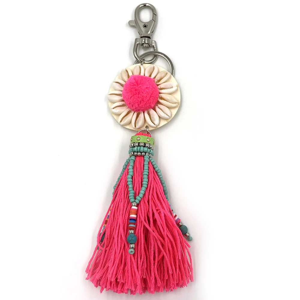 2020 New handmade bohemian Car Key Chain Lanyards Key Ring Key Finders Beads Tassel Pendants Bag Rings KeyChain for women