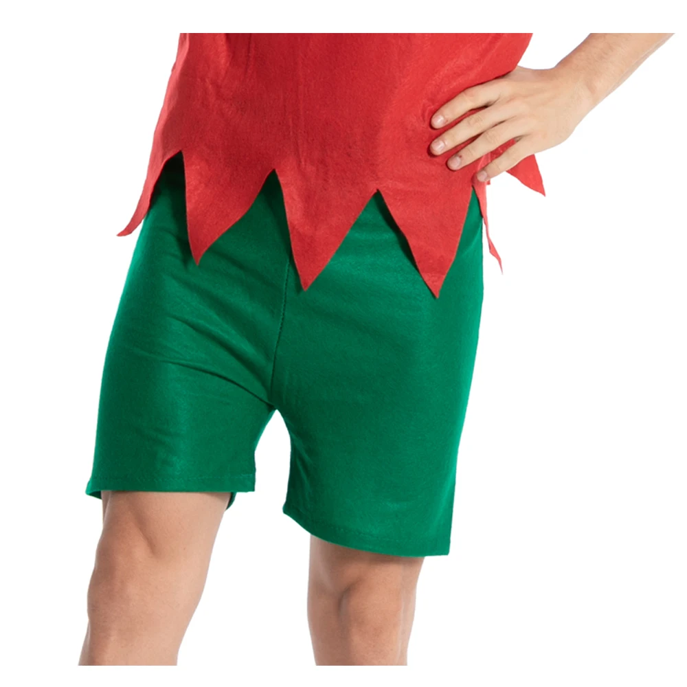 Feriado masculino elf santa ajudante cosplay traje barato não tecido adulto natal ternos de ano novo