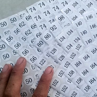 50pcs White Self adhesive Sticker Size Label number 110 116 122 128 134 140 146 152 158 164 170 Paper stick on Size labels