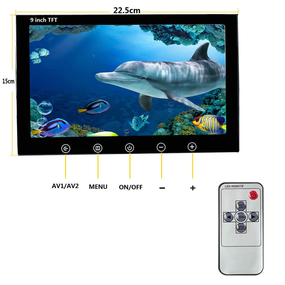 9 Inch 20m/50m/100m Underwater Fishing Video Camera Fish Finder IP68 Waterproof 20 LEDs 360 Degree Rotating viewing Camera