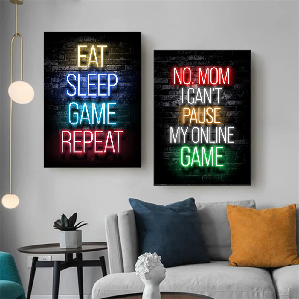 

Virtual Neon Effect Creative Poster Picture Canvas Painting Wall Art Posters and Prints for Living Room Home Decor