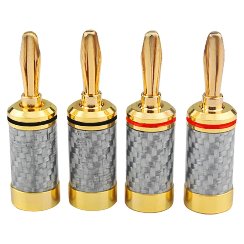 8MM Pure Copper Gold-plated Carbon Fiber Banana Plug Power Amplifier Speaker Cable Connection DIY Plug Accessories