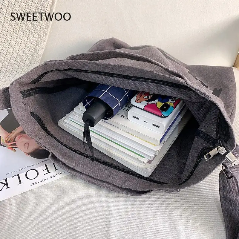 Canvas bag female bag Korean fashion large-capacity one-shoulder messenger bag cloth bag