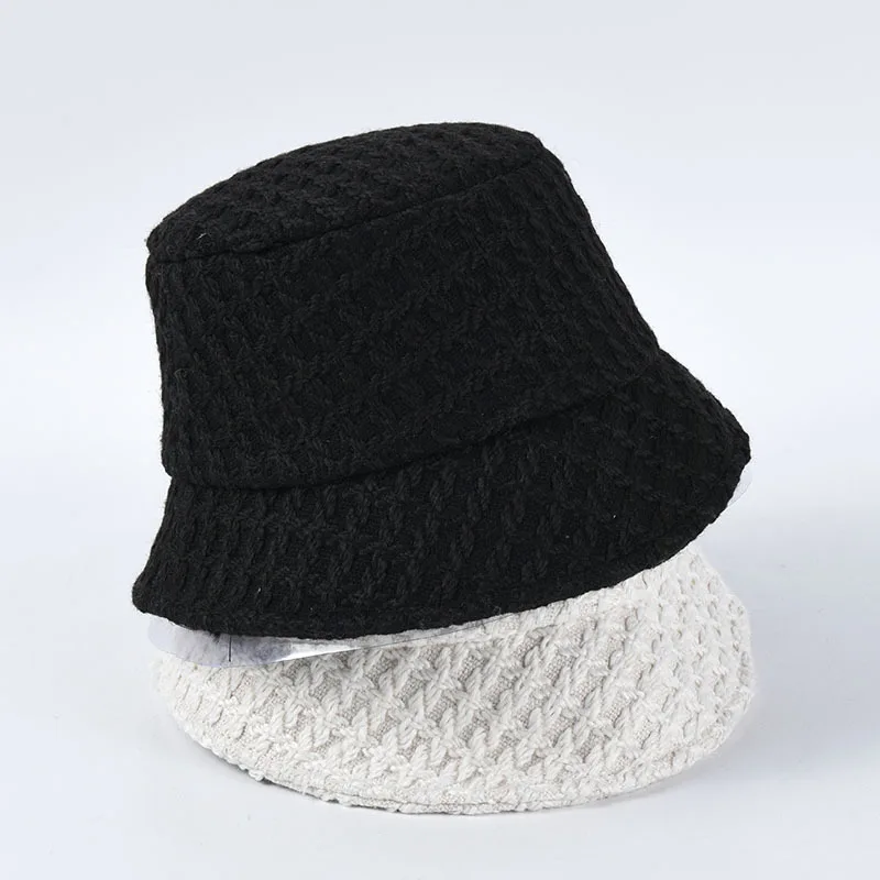 USPOP New Women Autumn Winter Hats Bucket Tweed Hats Thick Warm Jacquard Bucket Hat