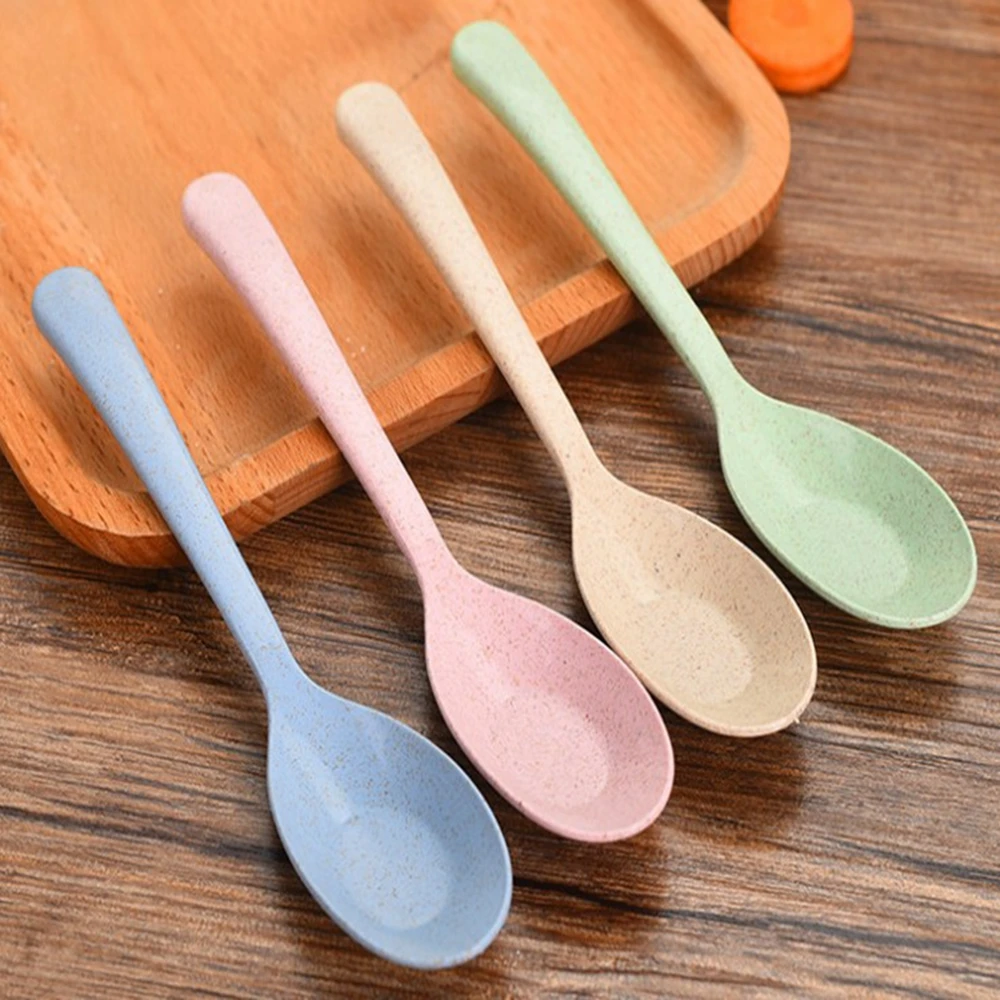 Baby Feeding Spoon wheat straw Baby Training Eating Spoon Food New Useful Tableware