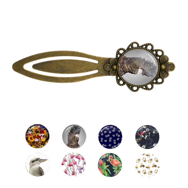 

Creative Retro Flowers Metal Crystal Birds Bookmark for Students Stationery School Student Gift Office Supplies