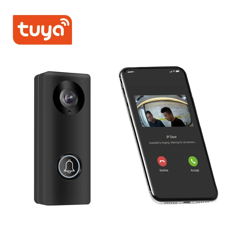 2MP 1080P Tuya APP POE WIFI IP 초인종 와이드 앵글 인터컴 비주얼 도어 뷰어 (차임 구멍 뷰어 포함) 비디오 도어 폰