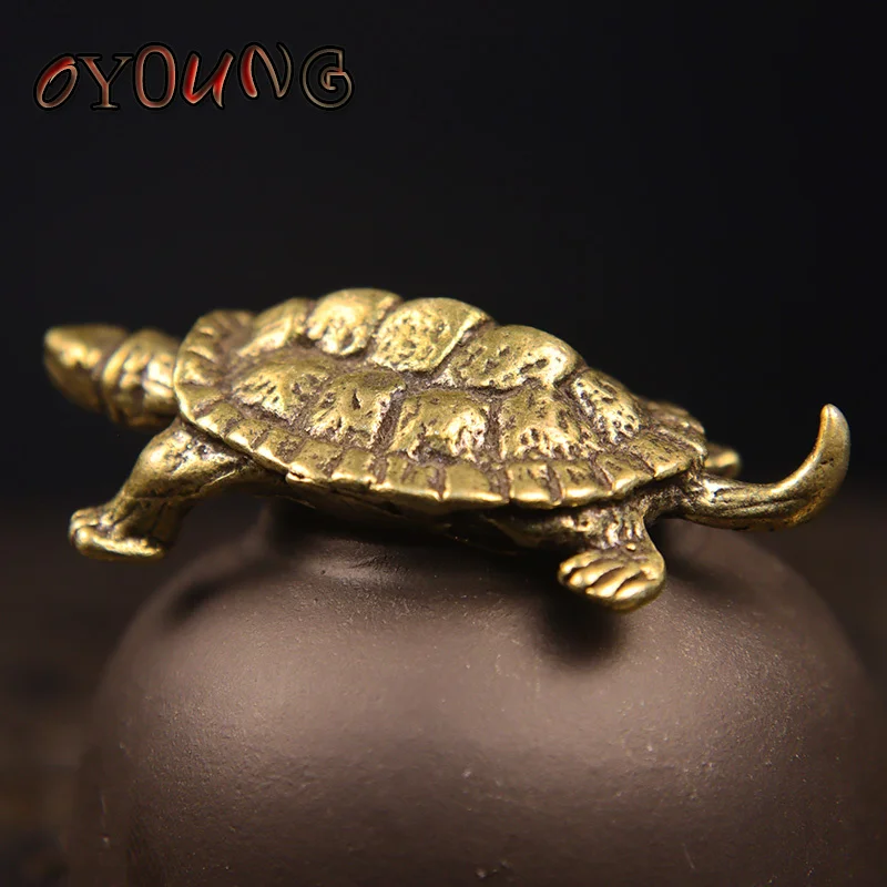 Pure Copper Turtle Statue Desktop Ornaments Vintage Brass Tortoise Miniatures Figurines Toy Model Home Decorations Accessories