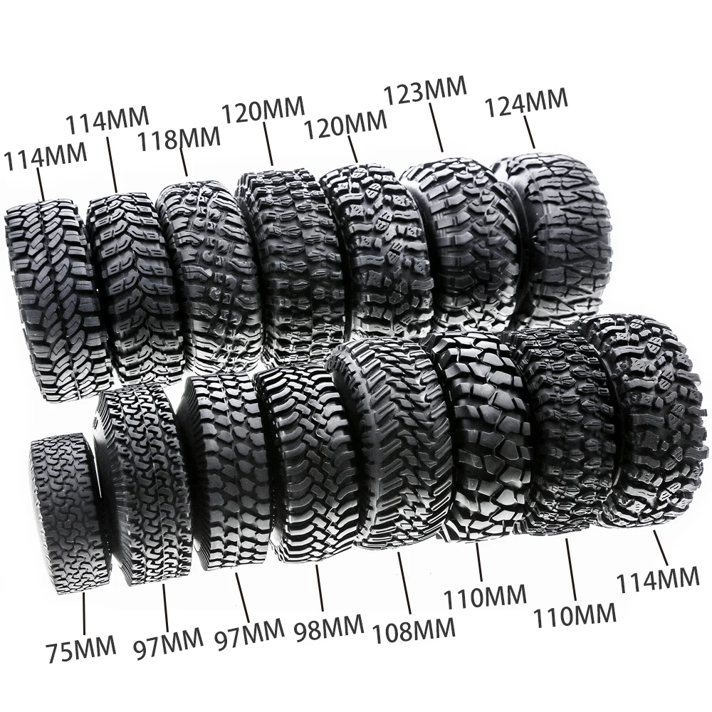 

4pcs 1.9 inch Tire Rubber Wheel Tires Tyre for 1:10 RC Rock Crawler TRX4 Bronco D90 D110 Axial scx10 90046 RC4WD CC01 TF2