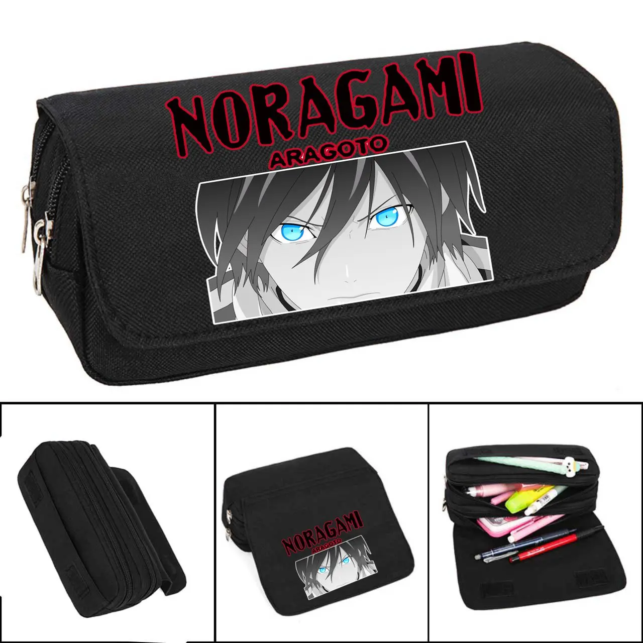 Noragami YATO astuccio Anime Cartoon Make up sacchetto cosmetico cancelleria per studenti Multi-funzione flip Bags regalo