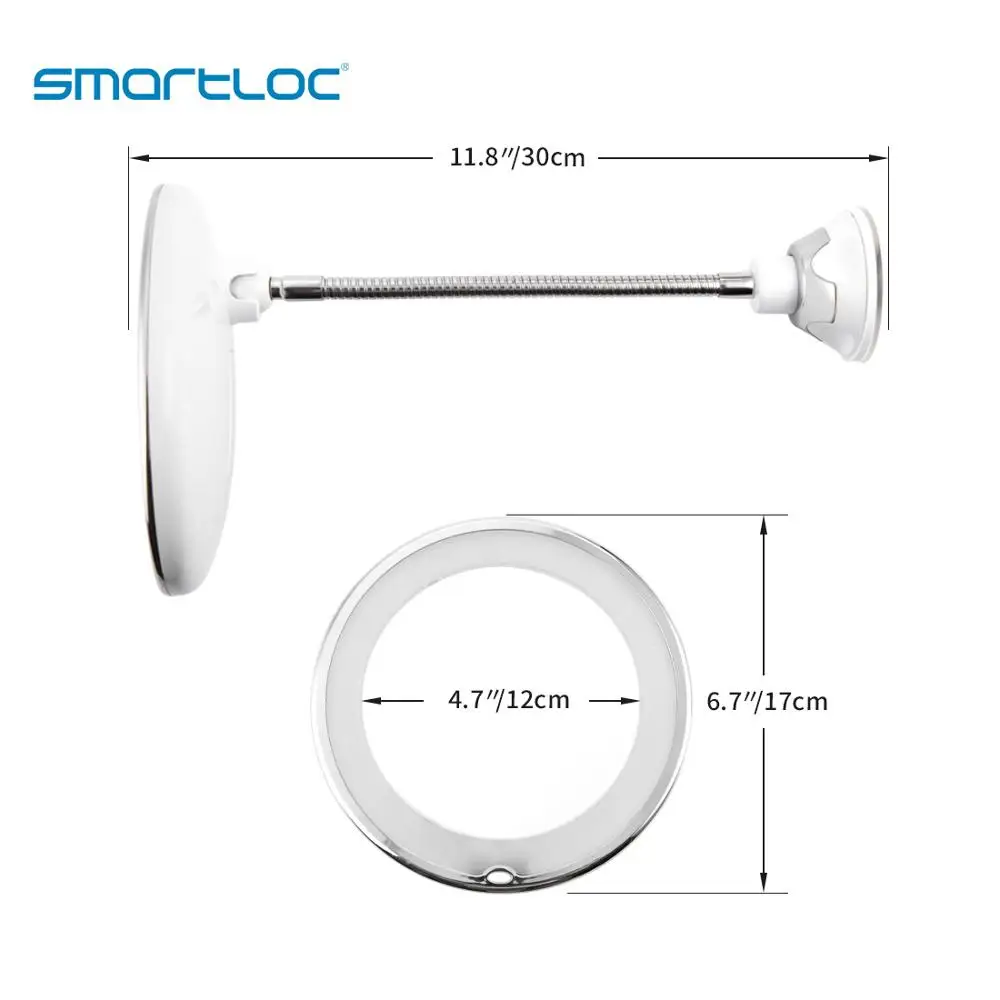 smartloc Extendable  LED 10X Magnifying Bathroom Wall Mounted  Mirror Mural Light Vanity Makeup Bathroom Mirror Smart Mirror