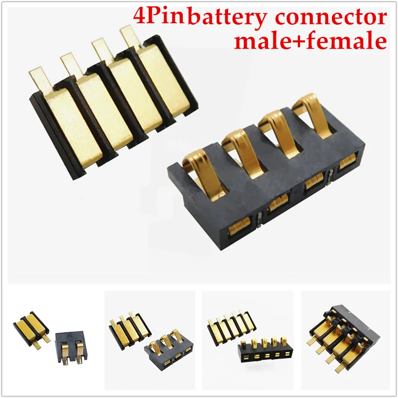 3.5H 2 3 4  Pin Spring Compression Contact  2.5 MM Pitch Battery Connector Male Female Plug  Surface Mount Rechargeable 1pair