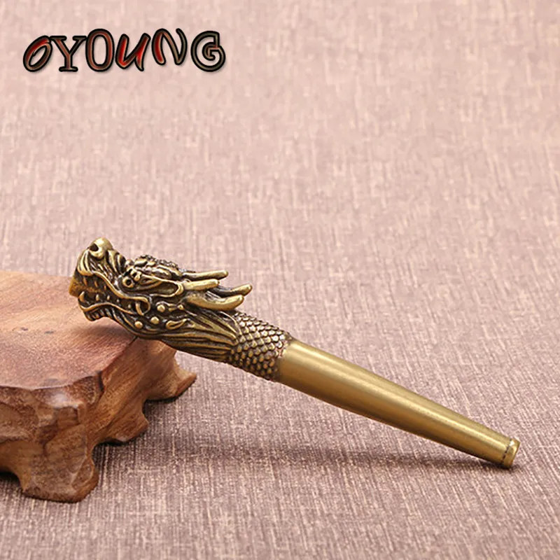 Vintage Pure Copper Smoke Tipsy Dragon Head Cigarette Holder Filter Tobacco Pipe Creative Handmade Father Husband Gift Man Love