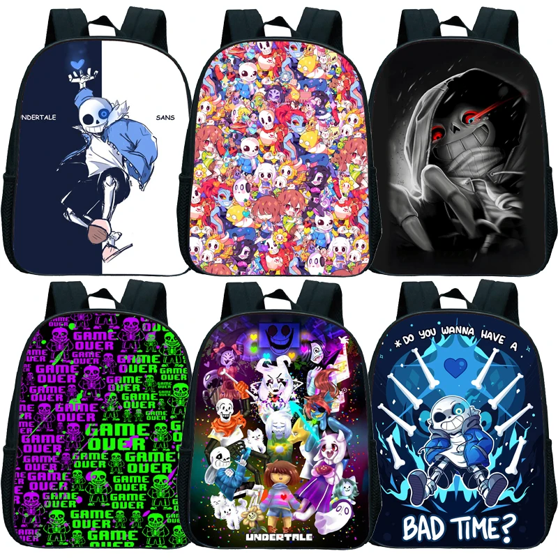 UNDERTALE Sans Và Giấy Cói Ba Lô Dành Cho Bé Mẫu Giáo Mini Ba Lô Bé Trai Bé Gái Trẻ Em Thoáng Mát Hoạt Hình Anime Bookbags Mochilas