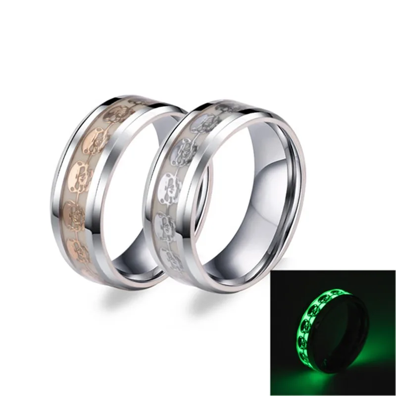 Stainless Steel Glow in the Dark Skull Ring for Men Women Size 6-13