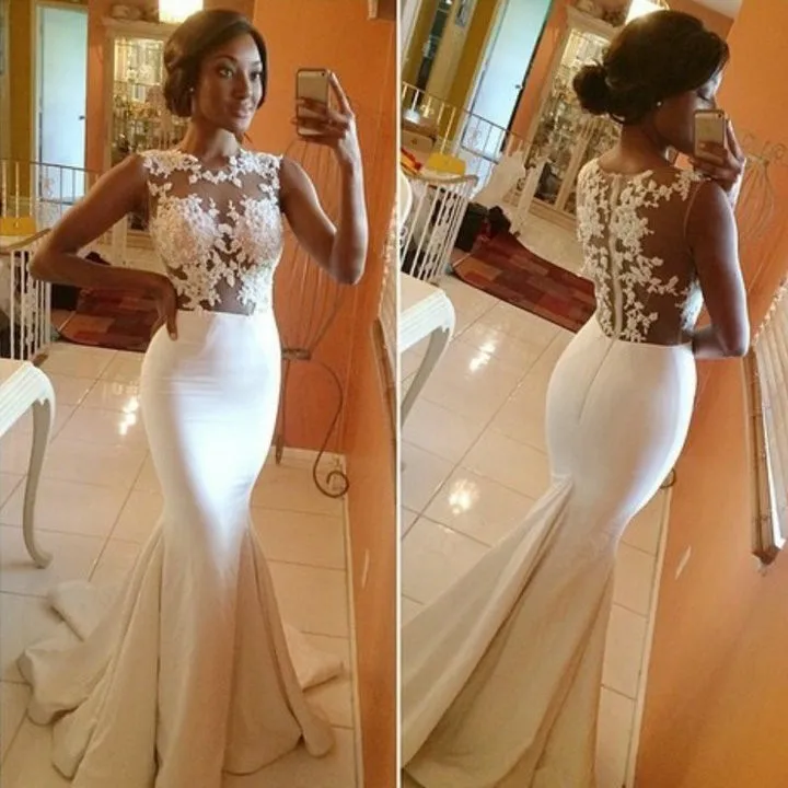 

vestido de noiva Sleeveless Lace appliques Open Back Mermaid Bridal Gown 2025 abendkleider Sexy long custom made evening dresses