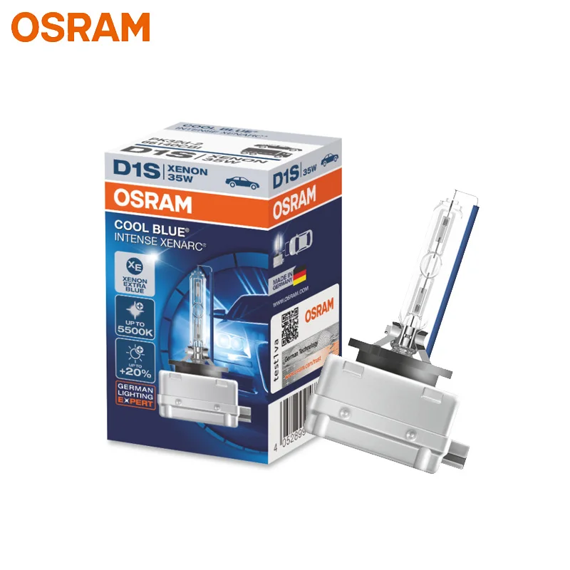 

OSRAM D1S 66140CBI Xenon HID Cool Blue Intense 12V 35W Car Xenon Headlight 5500K Extra Blue White Light Auto Original Lamp, 1x