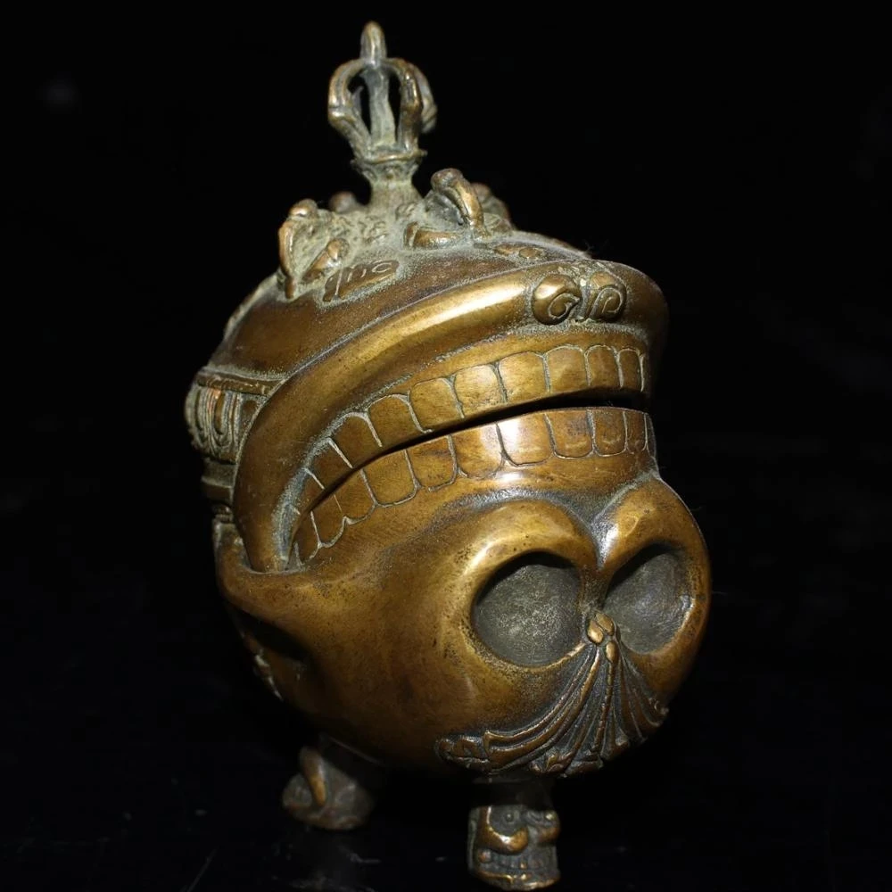 

Fine pure copper skull censer home decoration