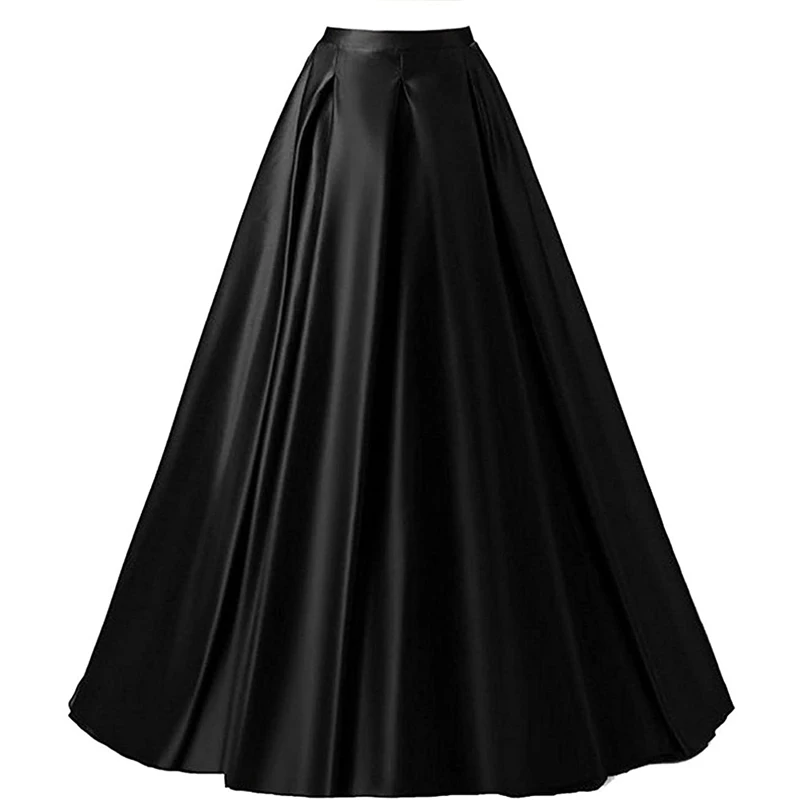 Women\'s Long Skirt Floor Length Satin Skirts Wedding Prom Evening Dress Party Gowns Girls Royal Blue Maxi Skirts Falda larga