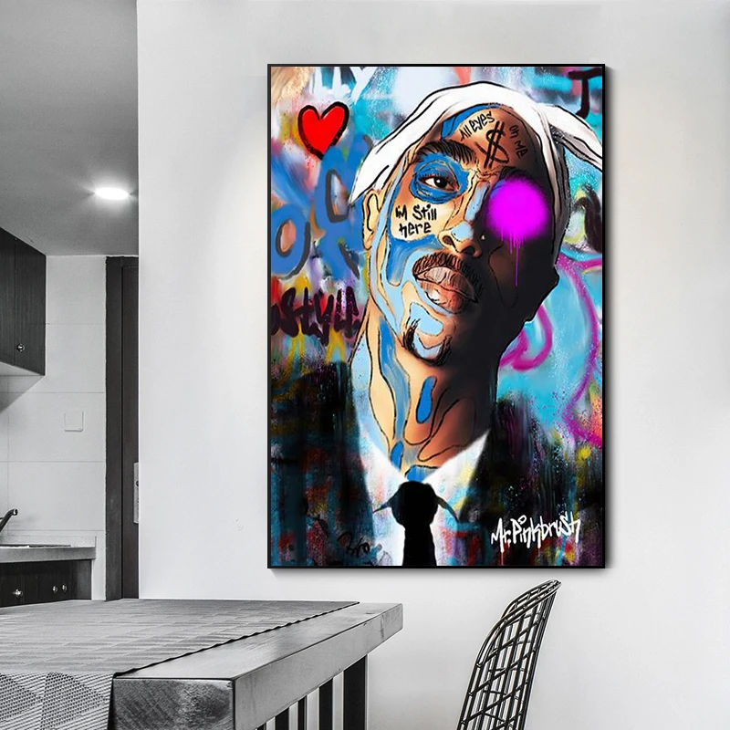 Graffiti Art Tupac Shakur 2PAC Canvas Painting Rapper Star Hip Hop Art Canvas Posters and Prints Wall Art Pictures Home Decor