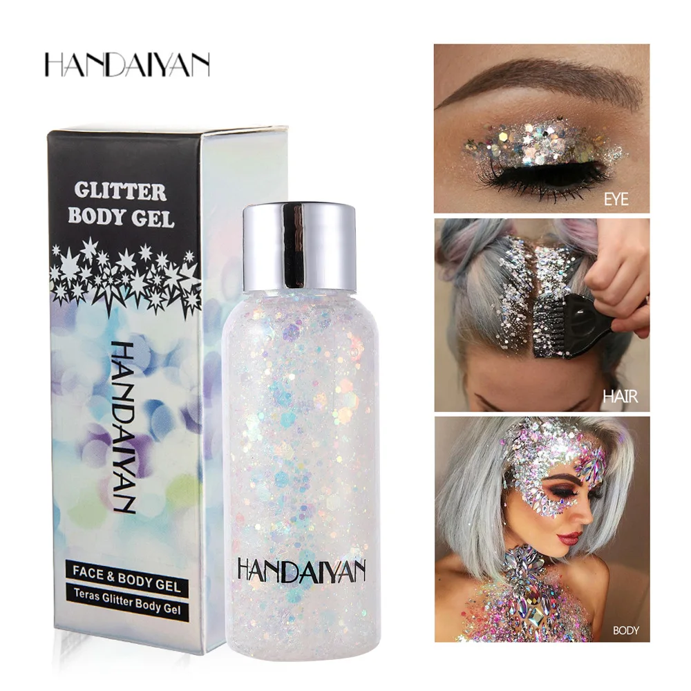 HANDAIYAN Eye Glitter Nail Hair Body Face Glitter Gel Mermaid Sequins Eyeshadow Theatrical Makeup Festival Party Cosmetics