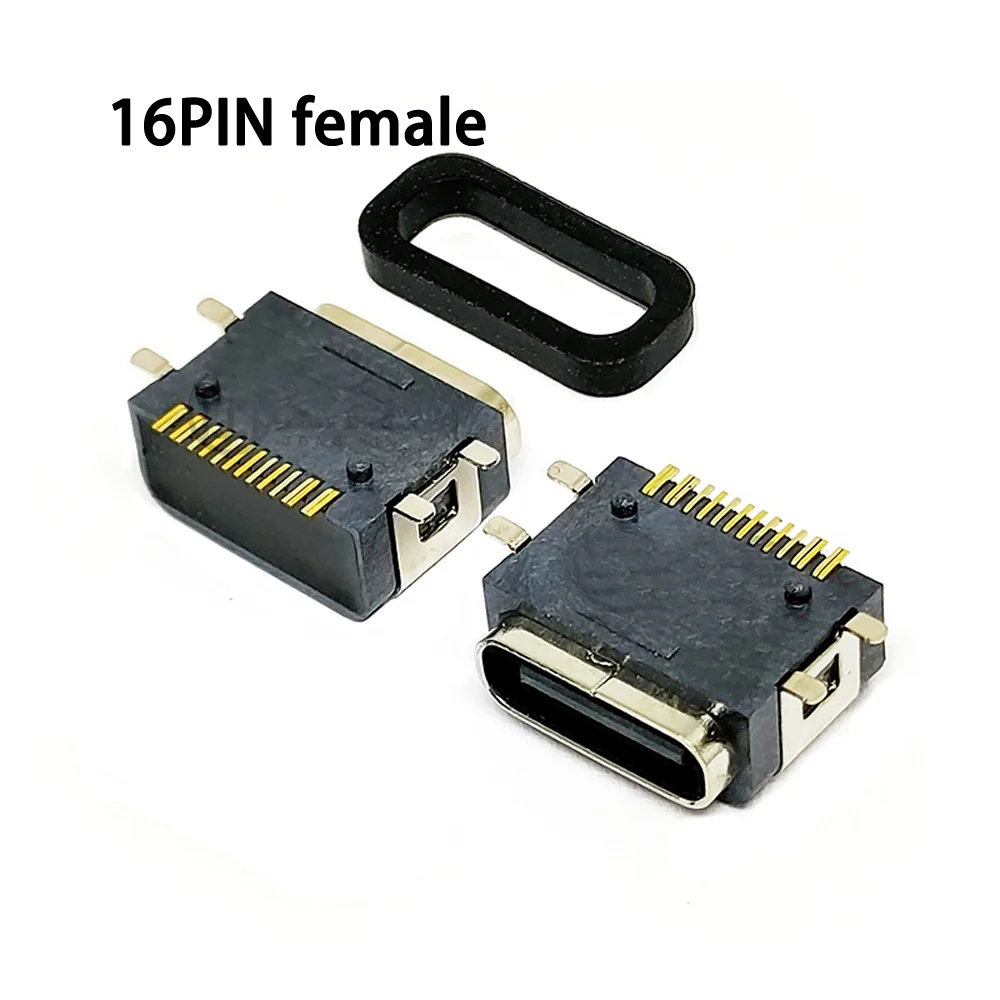Tomada de conector tipo-c micro usb3.1, conector fêmea de 16 pinos smt à prova d'água ipx7, soquete de carregamento para samsung lenovo etc, 20 peças