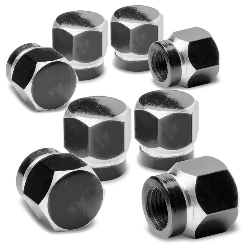 DSYCAR 4Pc Universal Aluminum Bicycle Car Tire Valve Caps Tyre Wheel Hexagonal Ventile Air Stems Cover Airtight Rims Accessories