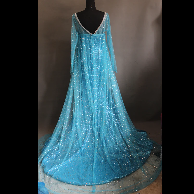 Top Quality Queen Elsa Cosplay Costume Fashion Dress For Halloween Women Girl Custom Made