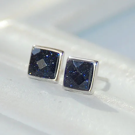 

925 Sterling Silver Square Earrings for Women New Design Lovely Girls Christmas Gift Statement Jewelry Pendientes Plata 925