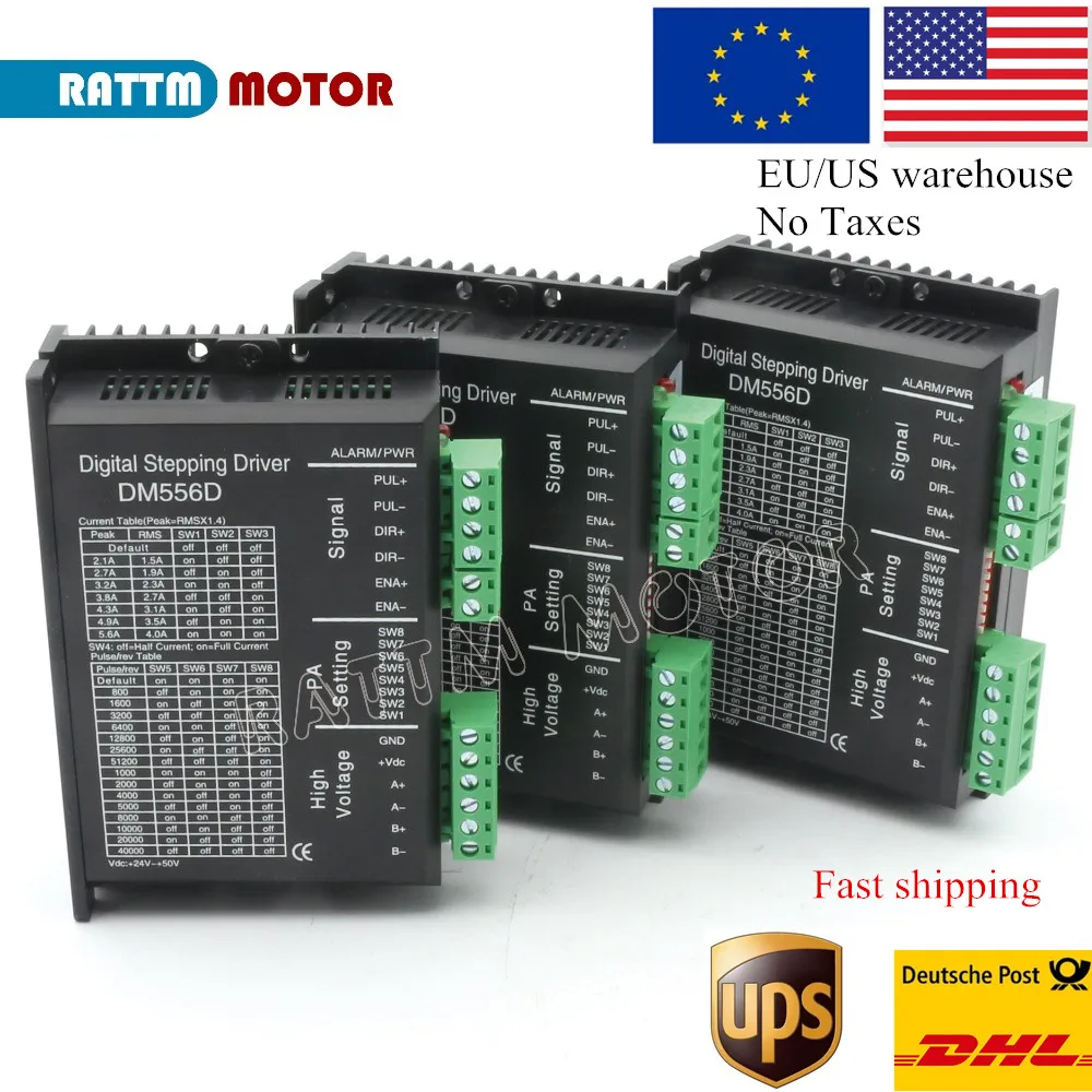 

3pcs of DM556D CNC Digital Nema17 Nema23 stepper motor driver 5.6A 256 microstep High performance design