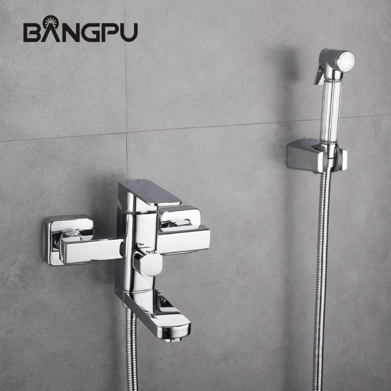 

BANGPU Wall Mounted Hand Bidet Faucet Brass Bidet Faucet Bathroom Toilet Bidet Sprayer Kit Handheld Bidet Sprayer Set Chrome