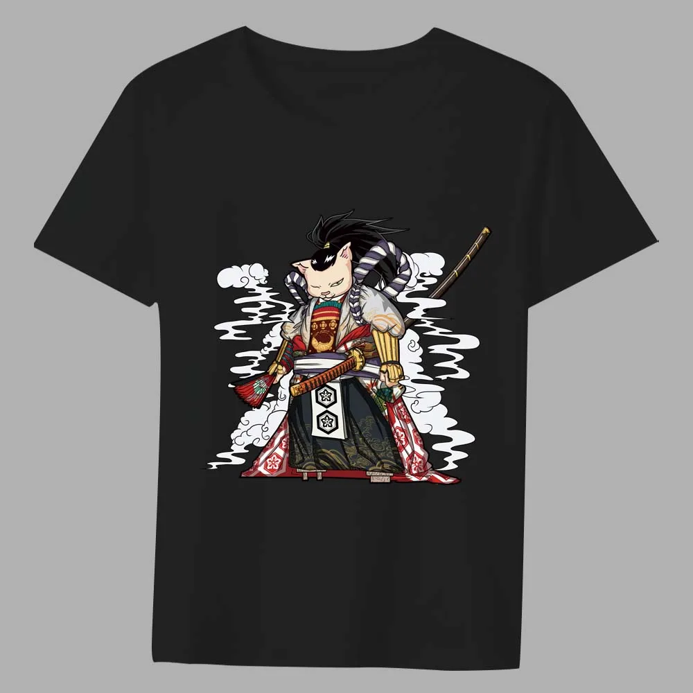 Summer T-shirt Man\'s Classic Harajuku Street Anime Samurai Print Series Casual Simple O-neck Youth Commuter Comfortable Shirt