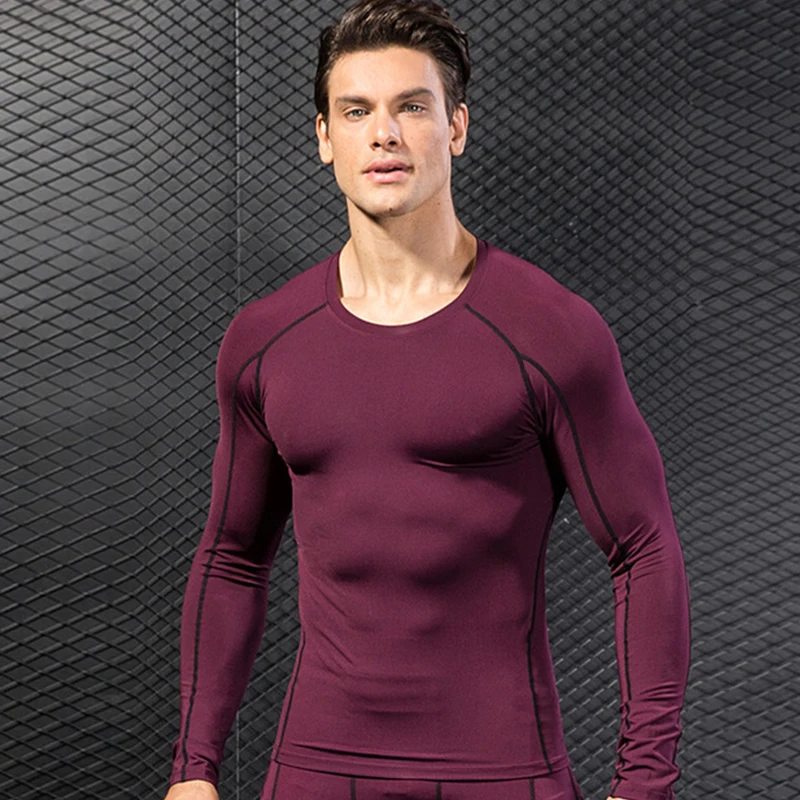 Customize LOGO Long Sleeve Running T Shirt Men Quick Dry Jogging Tshirt Compression Gym Fitness Rashguard Sportswear Top Tees