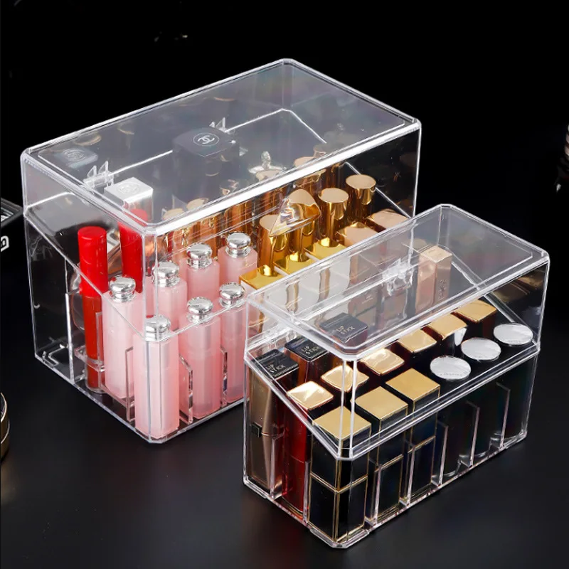 transparent  dustproof  lipstick storage box cosmetic storgage box lipstick shelf cosmetic box