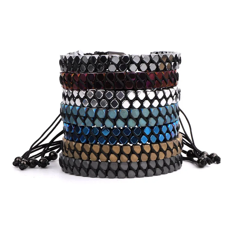 

Unique Design Hematite Bead Handcraft Men Women Jewelry Macrame Bracelet Gift