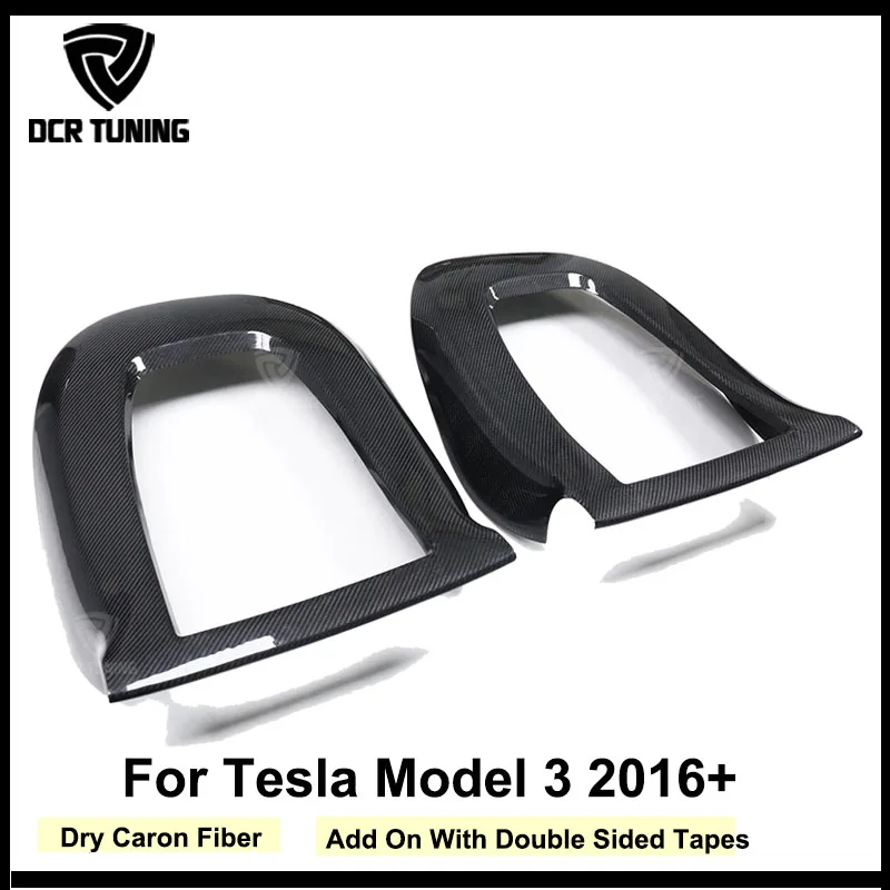 

2 Pcs / Set Dry Carbon Fiber Seat Back Cover Trim For Tesla Model 3 Car Interior Accessories 2016+ Glossy Black & Matte Black