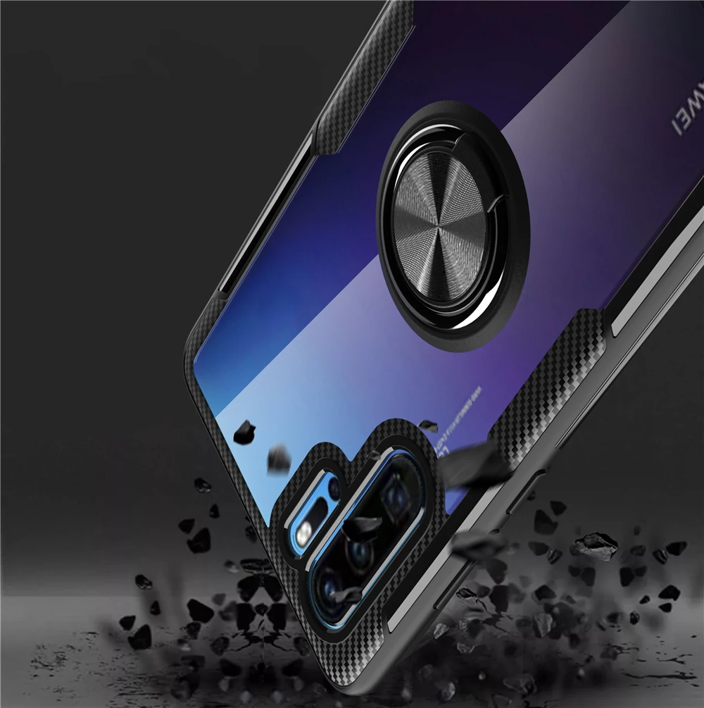 Anti Shock Coque For Huawei P40 P30 P20 Mate 20 Lite Pro Transparent Magnet Ring Shell Case Cover For Huawei P Smart Plus 2019