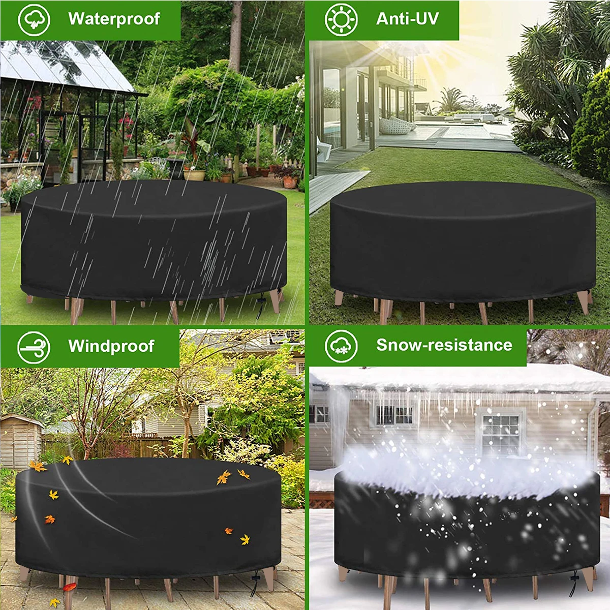 420D Round Table Outdoor Garden Furniture Rain Cover Waterproof Oxford Sofa Protection Patio Rain Snow Chair Dust Proof Covers