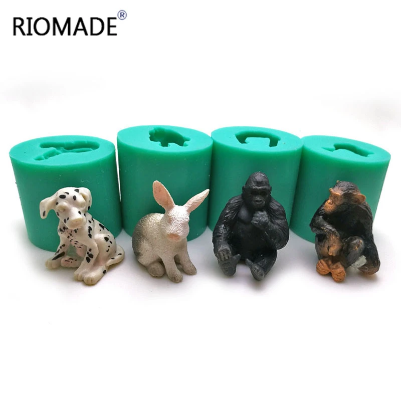 4 Style Spotted Dog Silicone Mold Animal Decorating Tools Rabbit Monkey Gorilla Handmade Gypsum Candle Mould Resin Ornaments ﻿