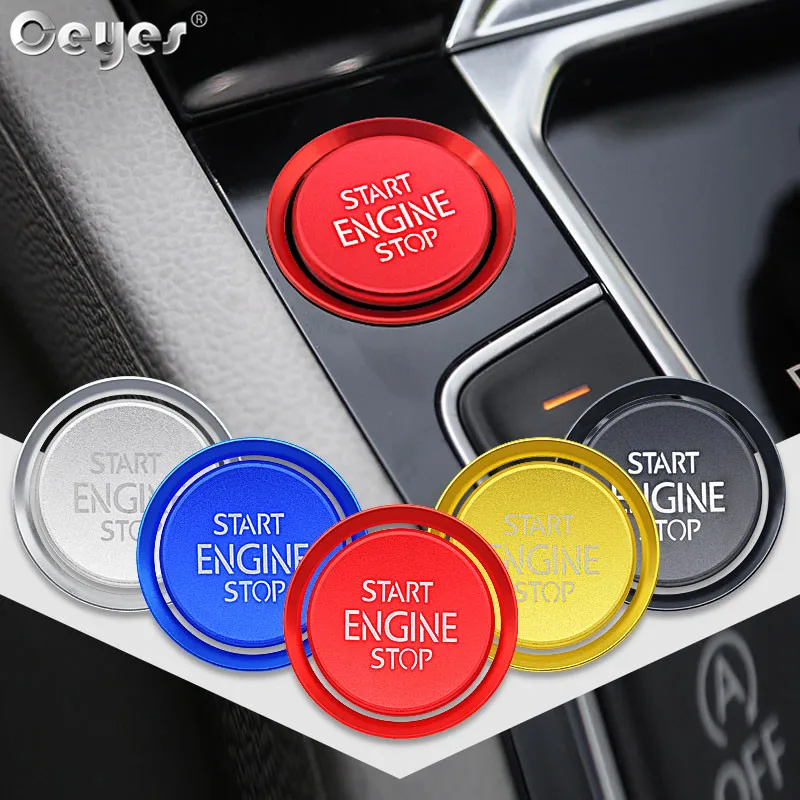 Ceyes Car Styling Stickers For Volkswagen CC Tiguan Atlas VW Passat Auto Start Stop Engine Button Ring Cover Case Accessories