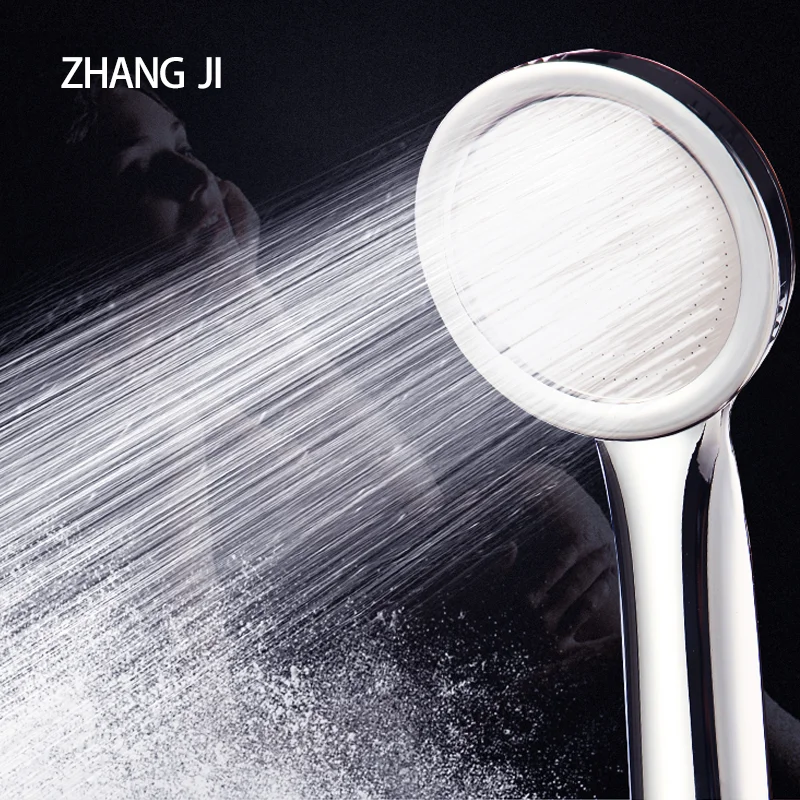 ZhangJi-Cabezal de ducha de alta presión para ahorro de agua, accesorios de baño de masaje, soporte cromado, cabezal de ducha para Baño