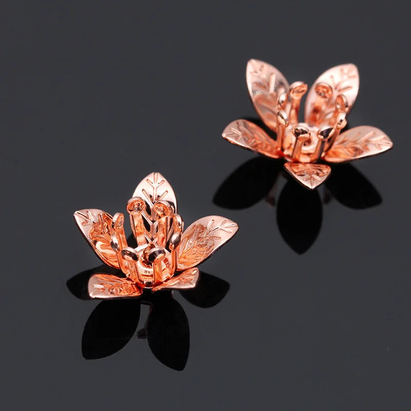 20pcs Gold Silver Color 12*7mm Copper Flower Bead Caps Flower Filigree Loose Spacer Bead End Caps For DIY Jewelry Making Finding