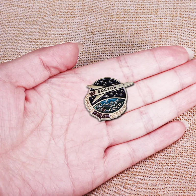 Soviet Boctok 1961 Brooch inspired on commemorative badges of CCCP Space Exploration Programs