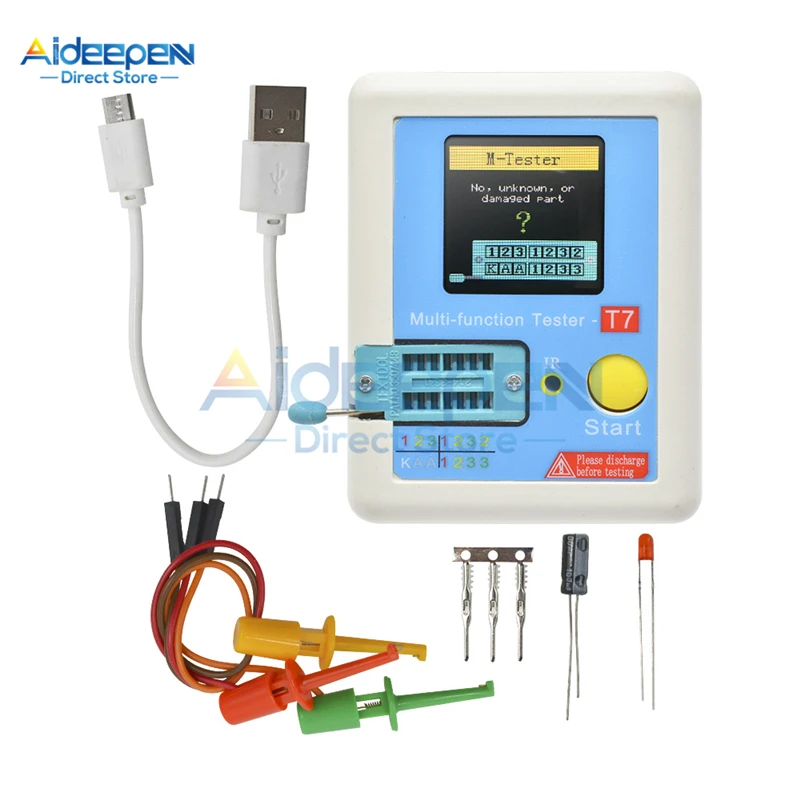 LCR-T7 T7 Transistor Tester TFT Diode Triode Capacitance Meter LCR ESR Meter NPN PNP MOSFET IR Multifunction Tester Multimeter